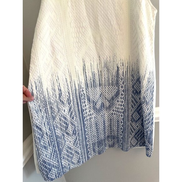 W/B Zara Collection Sleeveless Mini Shift Dress Textured Blue Creme Size MEDIUM - Picture 3 of 6
